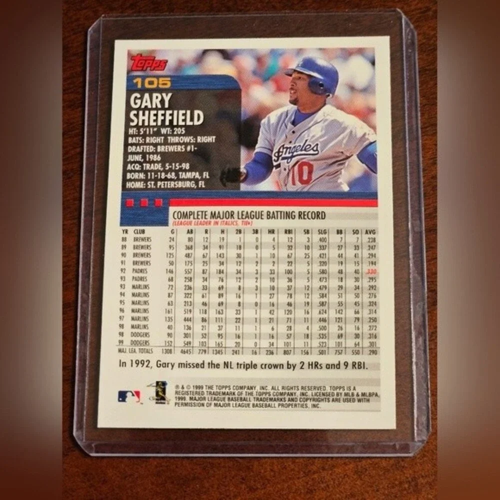 #105 Gary Sheffield MLB Collectible Card *MESSAGE ME TO MAKE A DEAL*